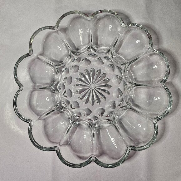 Vintage Clear Anchor Hocking Egg Platter Deviled Egg Plate Excellent Condition - Picture 1 of 8